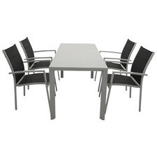 Gartengarnitur Alu Sitzgruppe Gartenmöbel Garnitur BAGO Aluminium 5-teilig grau