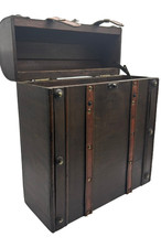 Vintage-Holzkiste für Weinflaschen – 37 × 31 × 13 cm – mit Lederriemen