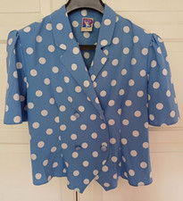 Bluse Damen Gr. 42 hellblau eisblau mit weißen Punkte Yessika