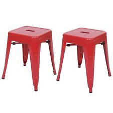 B-Ware 2er-Set Hocker MCW-A73, Sitzhocker, Metall Industrial stapelbar, rot