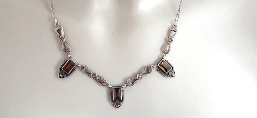 Art deco silber collier - silber,