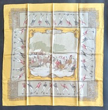 Hermès Seidentuch 90 "Plaisirs du Froid" gelb Schal Foulard Hermes Carré