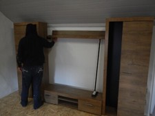 Komplette Schrankwand mit Led & Sideboard Anbauwand Wohnzimmer Eiche Lefkas matt