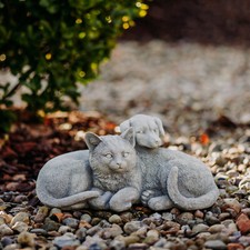 Steinfigur Hund mit Katze H