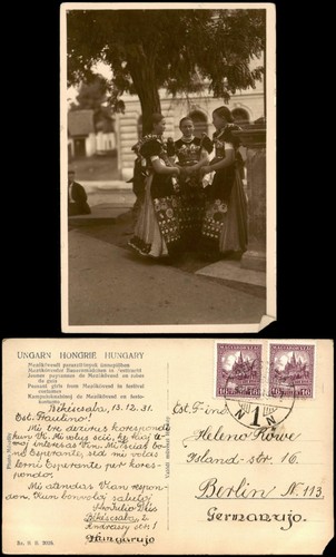Postcard ungarn peasant - peasant, girls