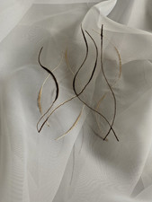 Schal Vorhang Gardine weiß Muster gold braun meterweise Höhe 2,9m durchscheinend