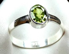 Peridot Olivin Ring 925 Silber fac. ca. 7 x 5 mm  Edelstein Gr. 50 - 69 neu 