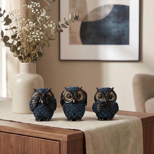 Eulen deko figuren 3er set - eulen,