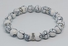 Naturstein Perlen Armband Weißer Howlith Handgefertigt Schmucksteinperlen