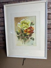 ORIGINAL AQUARELLBILD  - Rosen Rose blumen - Handarbeit 32x42cm Signiert