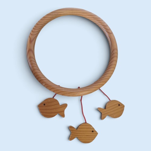 Vintage holz mobile - mobile, fische