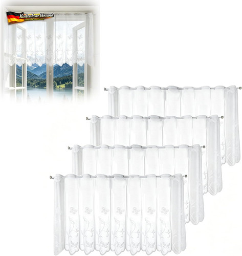 4er scheibengardine 130x45cm - 4er, scheibengardine,