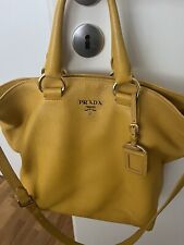 PRADA Vitello Daino Shopper Crossbody Tasche Gelb Senfgelb 