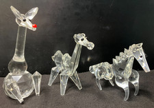 Gruppe: Giraffe Kamel Pferd Glasfigur Glaskunst Bohemia Sammlungsauflösung 
