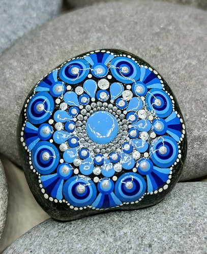 Mandala stein blau - stein,,