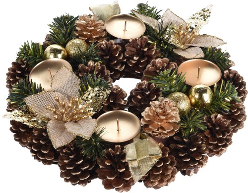 Adventskranz mit zapfen - adventskranz,