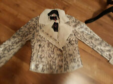 Melrose sexy Reptil Lederjacke, Teddyfell innen Shearling Imitat Gr. 38