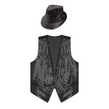 Damen Herren Pailletten Weste