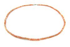 Kette aus Sonnenstein in facettierter Kugelform Ø-3 mm 925er Silber Verschluss