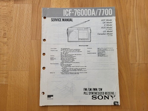 Sony icf 7600da 7700 service - sony, icf-7600da/7700