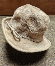 Vintage Damen Hut beige alt, 53 Cm, Kunstpelz