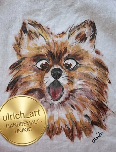 Handbemalt baumwolltasche hund - handbemalt,