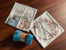 ? HERBST SET 2x KISSENBEZUG KÜRBIS KUSCHELDECKE TÜRKIS