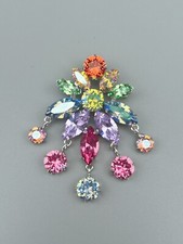 Farbefrohe Brosche mit Swarovski® Kristall auch als Anhänger tragbar Geschenk