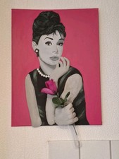 Audrey Hepburn 3D Acrylbild 30x40 cm Schwarz Weiß Pink Kunst Pop Art Unikat