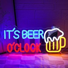 It's Beer O'Clock LED Neon Schild Dimmbar USB Bier Bar Deko 37x16cm