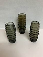 3 Glasvasen Pressglas Blumenvasen DDR VEB Glaswerk Schwepnitz 70er Jahre