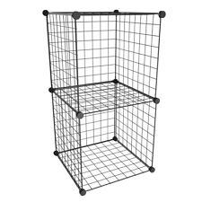 Gitterwürfel Regalsystem 2 Fächer Modulregal Würfelregal Schwarz 74x38,5x38,5 cm