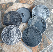 6 Stück große Metall Trachtenknöpfe Knöpfe Zierknöpfe 40 mm. Alte Münze mit Öse