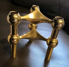 Quist-Nagel Kerzenhalter,  2x  Kerzenständer, Stecksystem, goldfarben, 70er