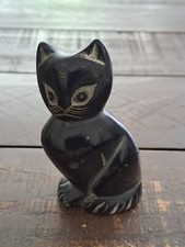 Katzenfigur Speckstein schwarz 9 cm