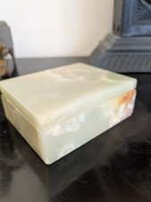 Schöne 70er Jahre Vintage  Schmuckdose aus grünem Onyx