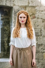 Mittelalter Kurzarmbluse Weiß