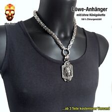 Löwen Anhänger mit/ohne Königskette - Herren Löwenkopf Biker Panzerkette Skull 