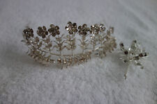 Diadem u. Anstecker Silberhochzeit versilbert aus den 70igern Set Vintage