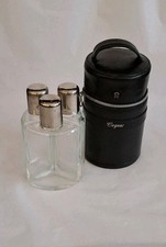 Vintage 1960's ETIENNE AIGNER Reiseetui Taschenflaschen-Set Leder komplett