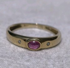 Schöner Goldring 333 Gold Ring mit Rubin Brillanten Gr. 51