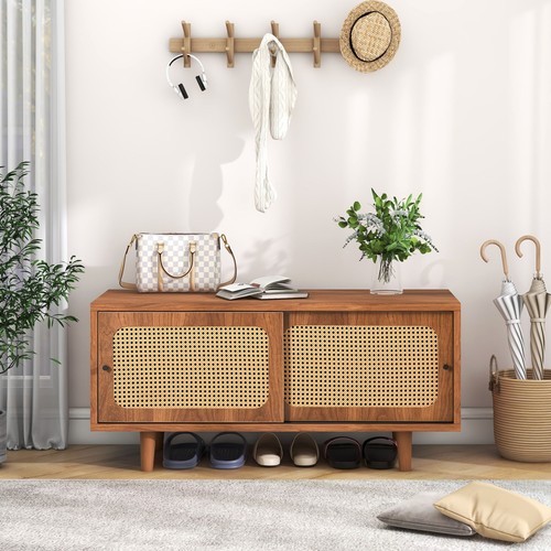 Schuhschrank walnuss rattan - schuhschrank, 2