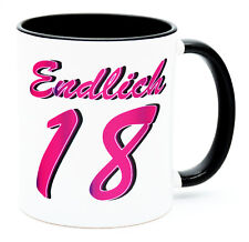 Endlich 18 Tasse Geschenk zum Geburtstag Mädchen Deko Happy Birthday Idee Tochte