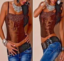 CORSAGEN TOP schwarz braun rot