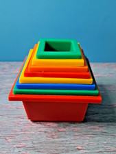 Vintage Set 8 Kunststoff Becher Spielzeug Nesting Stacking Steckspiel DDR