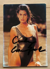 Cindy Crawford im Badeanzug original signierte Autogrammkarte Schauspiel USA alt