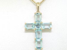 Blautopas Kreuz Anhänger 585