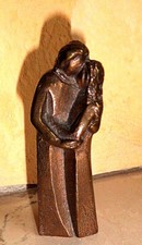 Liebespaar "Geborgenheit" Gusseisen Mini-Dekofigur rustikal bronziert/brauniert 