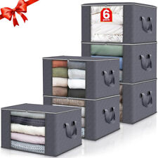 6 Stück Box 90L Groß Aufbewahrungstasche Faltbare Unterbett Kleideraufbewahrung