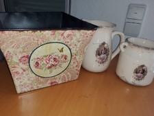 Shabby Deko Antikstil  Vase & Krug Keramik plus Übertopf Konvolut Landhaus❤️